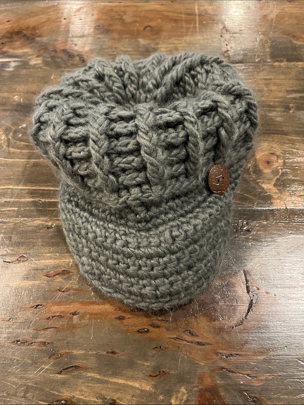 SCALA Gray Chunky Knit Visor Beanie